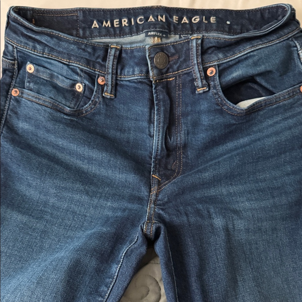 American Eagle Outfitters Women's Dark Blue Ankle Jeans